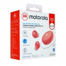 Bluetooth Hands Free Motorola Vervebuds 250 In-ear TWS IPX5 με Ασύρματη Φόρτιση Κοραλί Συμβατά με Alexa, Siri και Google Assista