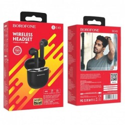 True Wireless Hands Free Borofone BE49 Serenity TWS V5.0 Μαύρα με Πλήκτρο Αφής και Εναλλαγή Master/Slave