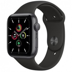 Apple Watch SE GPS 44mm Σκούρο Γκρι με Sport Band Μαύρο