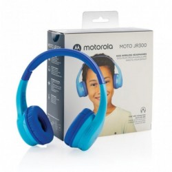 Bluetooth Ακουστικά Stereo Motorola Kids JR300 V5.0 Μπλέ On-ear  με Μικρόφωνο, Πλήκτρα Ελέγχου, Καλώδιο 3,5mm και Εξτρα Υποδοχή 