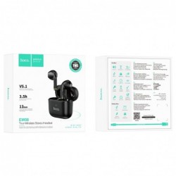 Wireless Hands Free Hoco EW08 Studious TWS V.5.1 Εναλλαγή Master/Slave και Συμβατότητα με Siri / Google Assistant Μαύρο