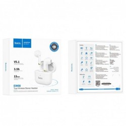 Wireless Hands Free Hoco EW08 Studious TWS V.5.1 Εναλλαγή Master/Slave και Συμβατότητα με Siri / Google Assistant Λευκό