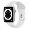 Apple Watch Series 6 GPS 44mm Ασημί με Sport Band Λευκό