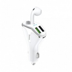 Φορτιστής Αυτοκινήτου Hoco E47 Traveller με Wireless Headset, Dual USB QC3.0 DC5V και 18W Λευκός
