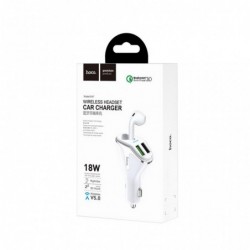 Φορτιστής Αυτοκινήτου Hoco E47 Traveller με Wireless Headset, Dual USB QC3.0 DC5V και 18W Λευκός