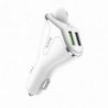 Φορτιστής Αυτοκινήτου Hoco E47 Traveller με Wireless Headset, Dual USB QC3.0 DC5V και 18W Λευκός