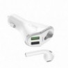 Φορτιστής Αυτοκινήτου Hoco E47 Traveller με Wireless Headset, Dual USB QC3.0 DC5V και 18W Λευκός