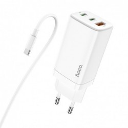 Φορτιστής Ταξιδίου Hoco N16 Scenery Fast Charging PD 65W QC3.0 2 x USB-C, 1 x USB-A 5V/3A με Καλώδιο USB-C 1μ. Λευκό GaN Tech
