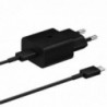Φορτιστής Ταξιδίου Samsung Fast Charging EP-T1510XBEGEU 15W με Καλώδιο USB-C σε USB-C  Μαύρο