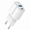 Φορτιστής Ταξιδίου Switching Ancus Supreme Series C70L Dual Fast Charge USB/USB-C Έξοδο QC3.0 PD 20W Λευκό με LED