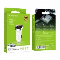 Φορτιστής Αυτοκινήτου Borofone BZ15 Auspicious Dual USB 5V 2.4A 12W Λευκός με Ψηφιακή LED Ένδειξη