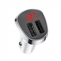Φορτιστής Αυτοκινήτου Borofone BZ15 Auspicious Dual USB 5V 2.4A 12W Λευκός με Ψηφιακή LED Ένδειξη