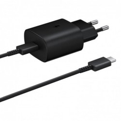 Φορτιστής Ταξιδίου Samsung Fast Charging EP-TA800XBEGWW 25W με Καλώδιο USB-C σε USB-C Μαύρο