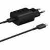 Φορτιστής Ταξιδίου Samsung Fast Charging EP-TA800XBEGWW 25W με Καλώδιο USB-C σε USB-C Μαύρο
