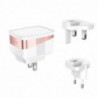 Φορτιστής Ταξιδίου Hoco C83 Detachable pin Triple USB 2.4A Λευκός με Αποσπώμενη Πρίζα EU / UK / US