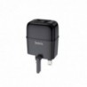 Φορτιστής Ταξιδίου Hoco C77B Highway Dual USB 5V/2.4A Μαύρος για πρίζα UK