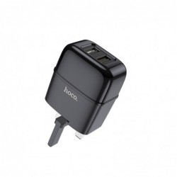 Φορτιστής Ταξιδίου Hoco C77B Highway Dual USB 5V/2.4A Μαύρος για πρίζα UK
