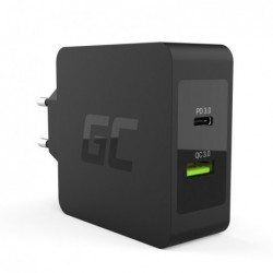 Φορτιστής Ταξιδίου Green Cell USB-C 30W PD με port USB QC3.0 και καλώδιο USB-C για Apple MacBook 12, Lenovo Yoga Tab 3 Plus