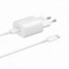 Φορτιστής Ταξιδίου Samsung Fast Charging EP-TA800XWEGWW 25W με Καλώδιο USB-C σε USB-C Λευκό