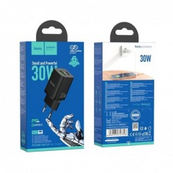 Φορτιστής Ταξιδίου Hoco N13 Bright Fast Charge PD30W, QC3.0 USB-C 30W USB-A 18W 5V/3A Μαύρο