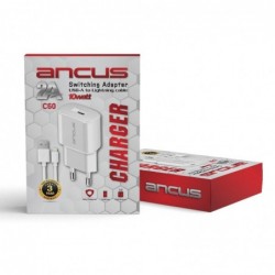 Φορτιστής Ταξιδίου Switching Ancus Supreme Series C60 USB 5V / 2A 10W με Αποσπώμενο Καλώδιο Lightning 1m Λευκό