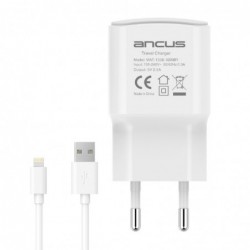 Φορτιστής Ταξιδίου Switching Ancus Supreme Series C60 USB 5V / 2A 10W με Αποσπώμενο Καλώδιο Lightning 1m Λευκό