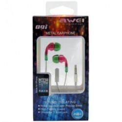 Hands Free Stereo Awei Q9i Apple iPhone 6 3.5mm με Μικρά Ακουστικά & On/Off Ροζ-Πράσινο