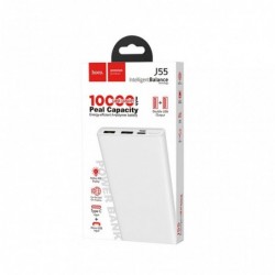 Power Bank Hoco J55 Neoteric 10000mAh Dual USB και USB-C / Micro-USB Input 2.0A και ένδειξη LED Λευκό