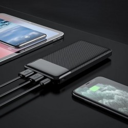 Power Bank J72 Easy 10000mAh με 2x USB-A και Φωτιζόμενη Ένδειξη Μπαταρίας  Μαύρο