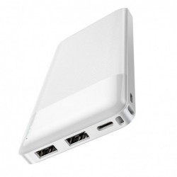 Power Bank J72 Easy 10000mAh με 2x USB-A και Φωτιζόμενη Ένδειξη Μπαταρίας Λευκό