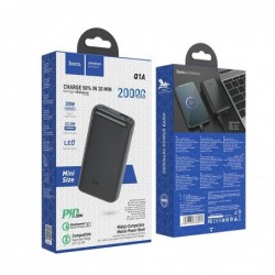 Power Bank Hoco Q1A Kraft 20000mAh PD20W+QC3.0 Mini Size με USB-A και USB-C Οθόνη Super Fast Charge Μαύρο