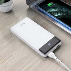 Power Bank Hoco J84  Cool 10000mAh με Διπλή Έξοδο USB-A και USB-C,Micro-USB και Οθόνη Λευκό