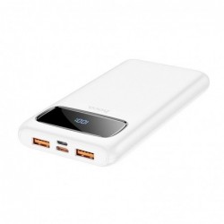Power Bank J81 Fast Way 10000mAh PD20W+QC3.0 Super Fast Charge με 2x USB-A και USB-C και Οθόνη Λευκό