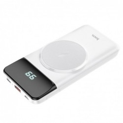 Power Bank J76 Bobby Magnetic 10000mAh με Ασύρματη Φόρτιση και Βάση Στήριξης Τηλεφώνου με USB-A και USB-C Λευκό