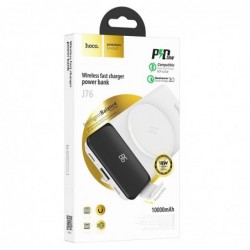 Power Bank J76 Bobby Magnetic 10000mAh με Ασύρματη Φόρτιση και Βάση Στήριξης Τηλεφώνου με USB-A και USB-C Λευκό