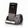 Maxcom MM715BB 1.8" με Ασύρματο Βραχιόλι SOS, Bluetooth, Μεγάλα Πλήκτρα, Ραδιόφωνο, Φακό και Πλήκτρο Έκτακτης Ανάγκης Μαύρο-Ασημ
