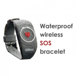 Maxcom MM715BB 1.8" με Ασύρματο Βραχιόλι SOS, Bluetooth, Μεγάλα Πλήκτρα, Ραδιόφωνο, Φακό και Πλήκτρο Έκτακτης Ανάγκης Μαύρο-Ασημ
