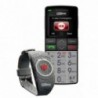 Maxcom MM715BB 1.8" με Ασύρματο Βραχιόλι SOS, Bluetooth, Μεγάλα Πλήκτρα, Ραδιόφωνο, Φακό και Πλήκτρο Έκτακτης Ανάγκης Μαύρο-Ασημ