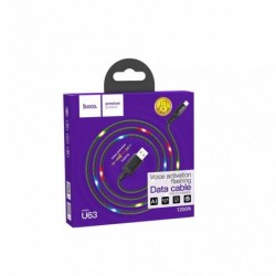 Καλώδιο σύνδεσης Hoco U63 Spirit USB σε Micro-USB 2.4A και Φωτεινές Ενδείξεις με Ηχητικό Αισθητήρα Μαύρο 1.2m