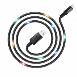 Καλώδιο σύνδεσης Hoco U63 Spirit USB σε Micro-USB 2.4A και Φωτεινές Ενδείξεις με Ηχητικό Αισθητήρα Μαύρο 1.2m