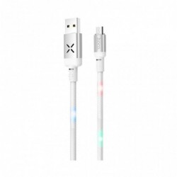 Καλώδιο σύνδεσης Hoco U63 Spirit USB σε Micro-USB 2.4A και Φωτεινές Ενδείξεις με Ηχητικό Αισθητήρα Λευκό 1.2m