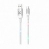 Καλώδιο σύνδεσης Hoco U63 Spirit USB σε USB-C 3.0A και Φωτεινές Ενδείξεις με Ηχητικό Αισθητήρα Λευκό 1.2m