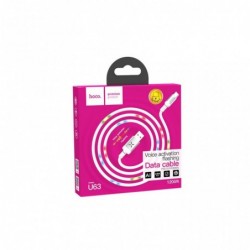 Καλώδιο σύνδεσης Hoco U63 Spirit USB σε USB-C 3.0A και Φωτεινές Ενδείξεις με Ηχητικό Αισθητήρα Λευκό 1.2m