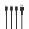 Καλώδιο σύνδεσης Hoco U31 Benay Braided με Νάυλον Κορδόνι 3 σε 1 USB σε Micro-USB, Lightning, USB-C Μαύρο 1,2m