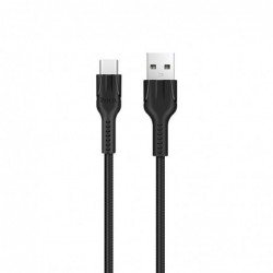 Καλώδιο σύνδεσης Hoco U31 Benay Braided με Νάυλον Κορδόνι USB σε USB-C 2.4A Μαύρο 1,2m
